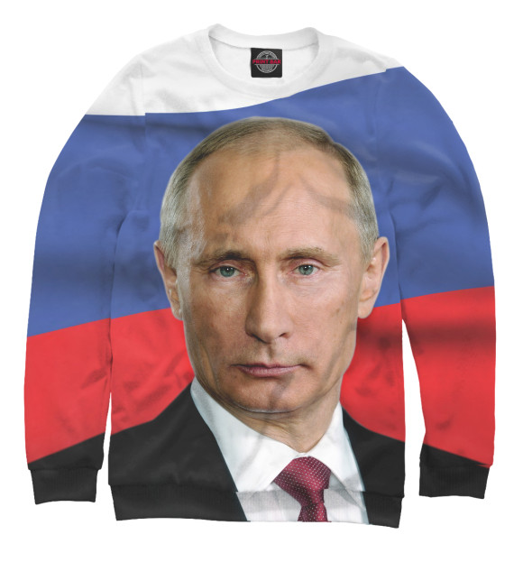 Свитшот для мальчиков с изображением Путин Владимир цвета Белый