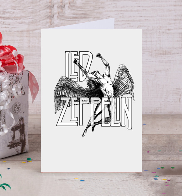 Открытка с изображением Led Zeppelin цвета Белый