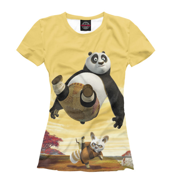 Женская футболка с изображением Кунг-фу Панда цвета Белый