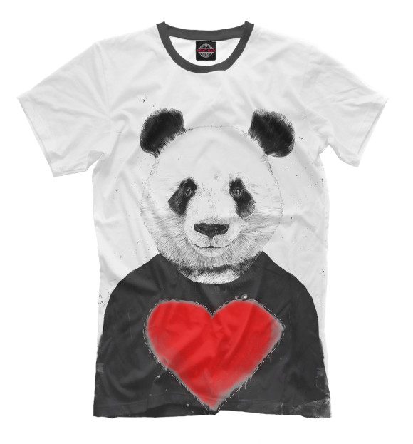 Мужская футболка с изображением Влюбленная панда цвета Молочно-белый