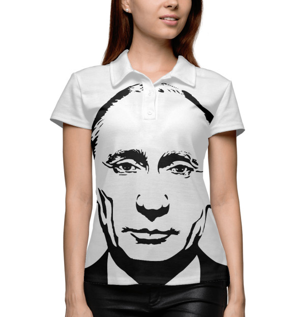 Женское поло с изображением Путин цвета Белый