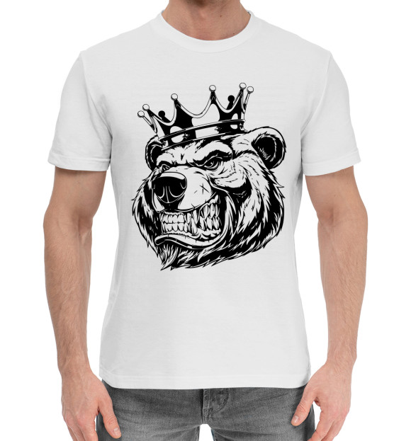 Мужская хлопковая футболка с изображением Медведи цвета Белый