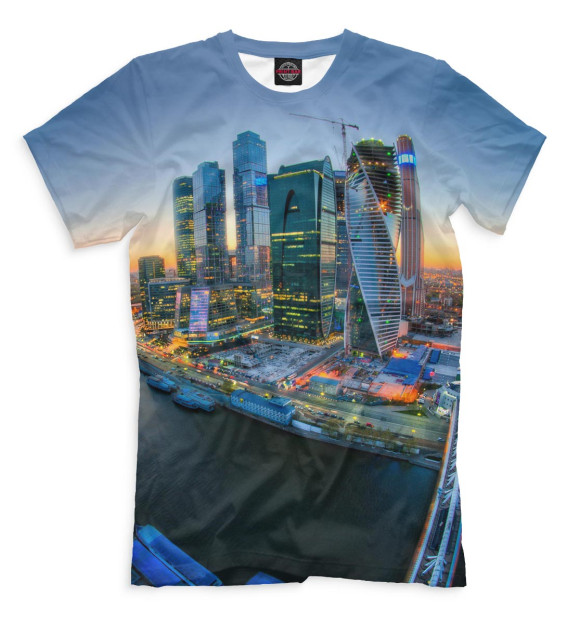 Мужская футболка с изображением Москва-Сити цвета Серый