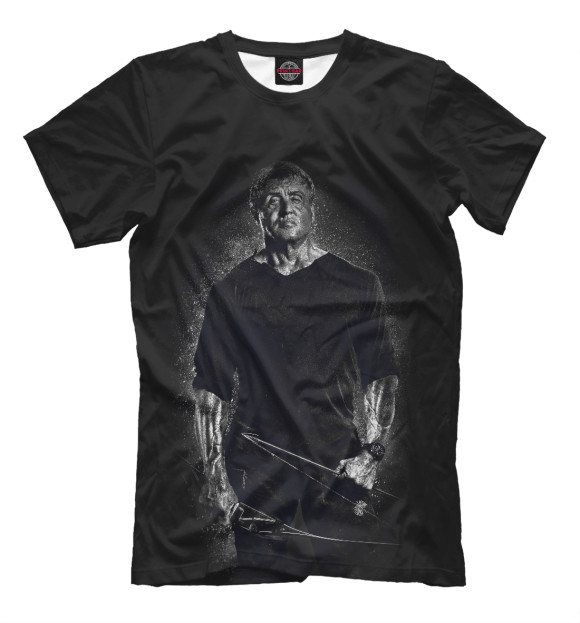 Мужская футболка с изображением Рэмбо: Последняя кровь цвета Белый