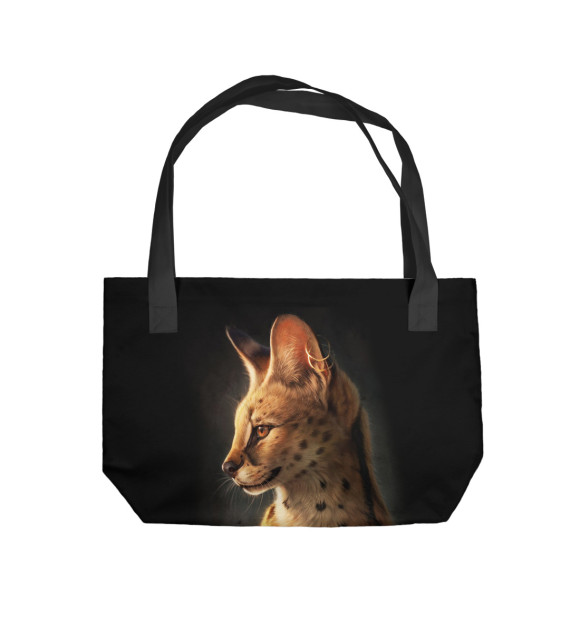 Пляжная сумка с изображением Дикий кот цвета 