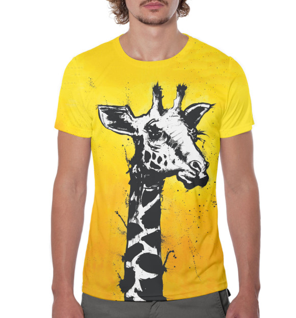 Мужская футболка с изображением Жираф, арт цвета Белый