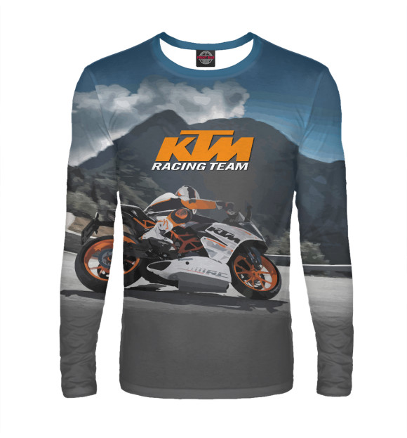 Мужской лонгслив с изображением KTM Racing team цвета Белый