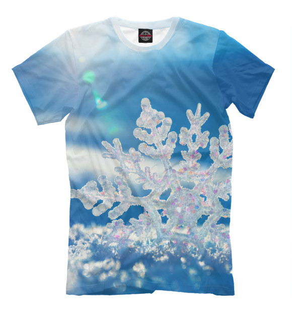 Мужская футболка с изображением Снежинка цвета Грязно-голубой