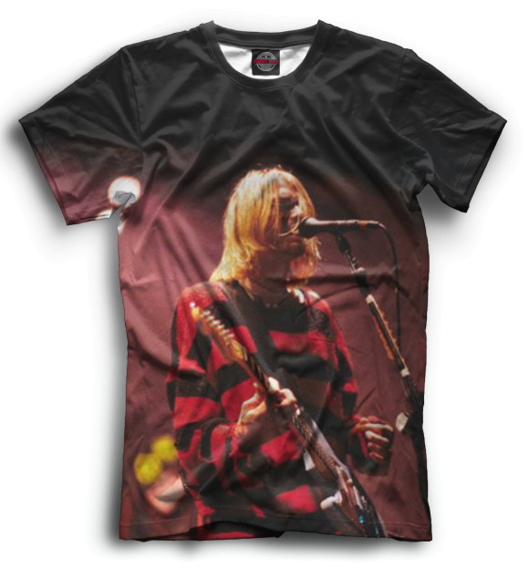 Мужская футболка с изображением Kurt Cobain цвета Черный