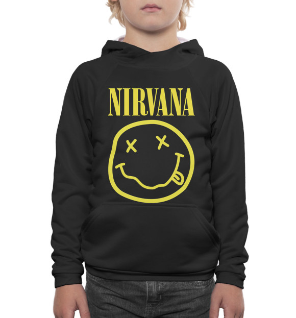 Худи для мальчика с изображением Nirvana цвета Белый