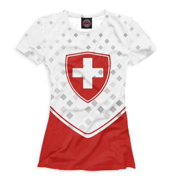 Женская футболка с изображением Сборная Швейцарии цвета Белый