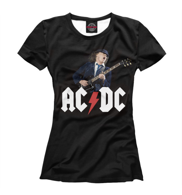 Футболка для девочек с изображением AC/DC & гитарист Ангус  Янг цвета Белый