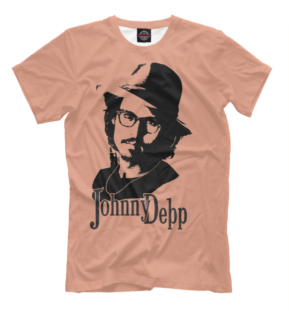 Мужская футболка с изображением JOHNNY DEPP цвета Темно-бежевый