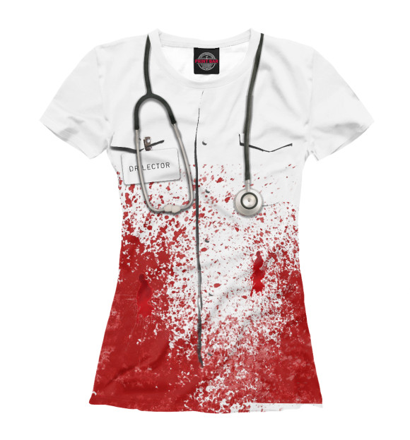 Женская футболка с изображением bloody doctor цвета Белый