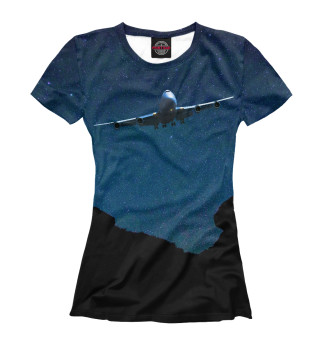 Женская футболка Самолет над горами