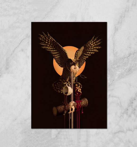 Плакат с изображением Twin Peaks Owl цвета Белый