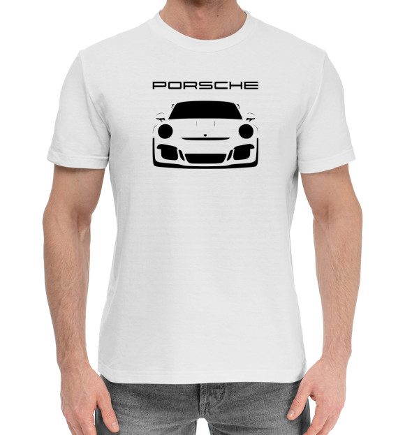 Мужская хлопковая футболка с изображением Porsche цвета Белый