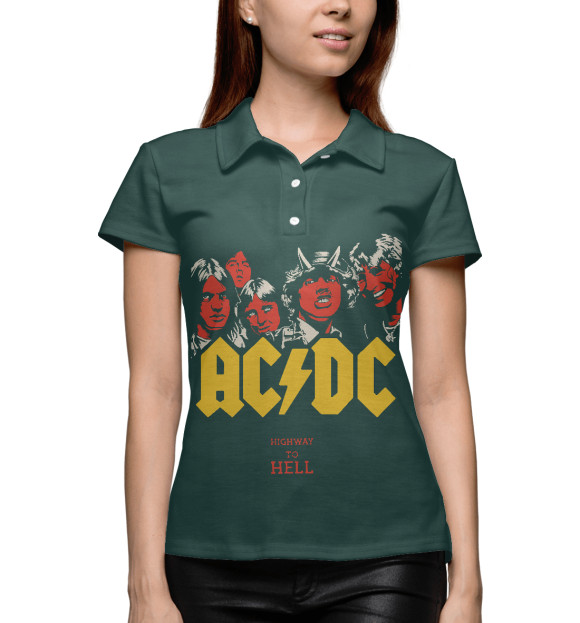Женское поло с изображением AC/DC Highway to Hell цвета Р‘РµР»С‹Р№
