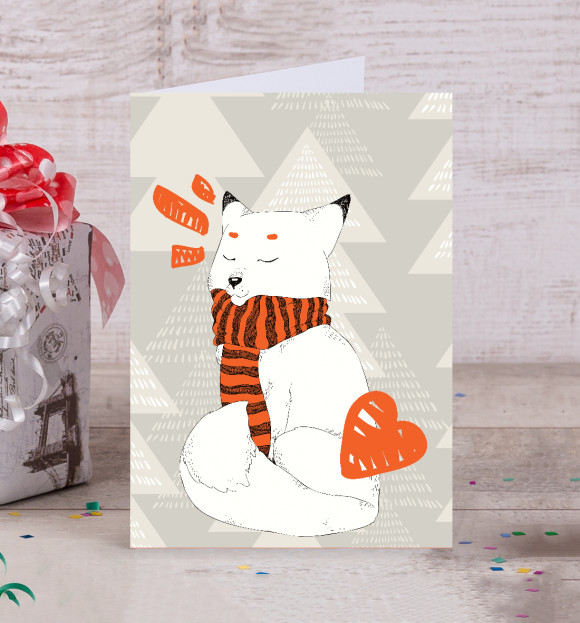 Открытка с изображением Cute Fox цвета Белый