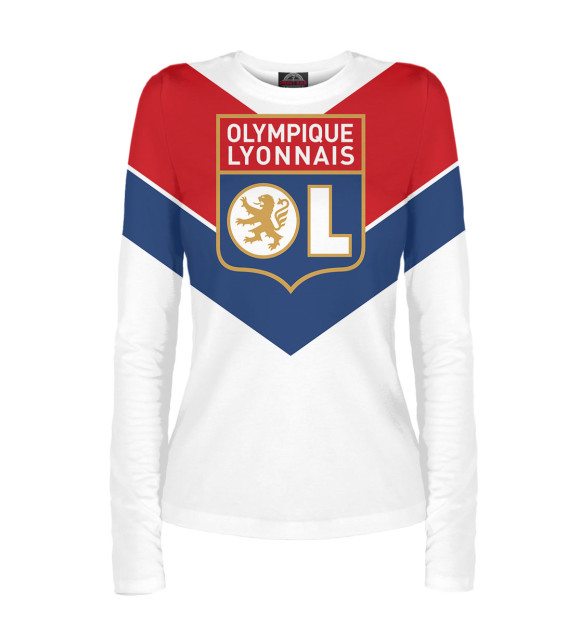Женский лонгслив с изображением Olympique lyonnais цвета Белый