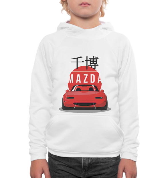 Худи для мальчика с изображением Mazda цвета Белый