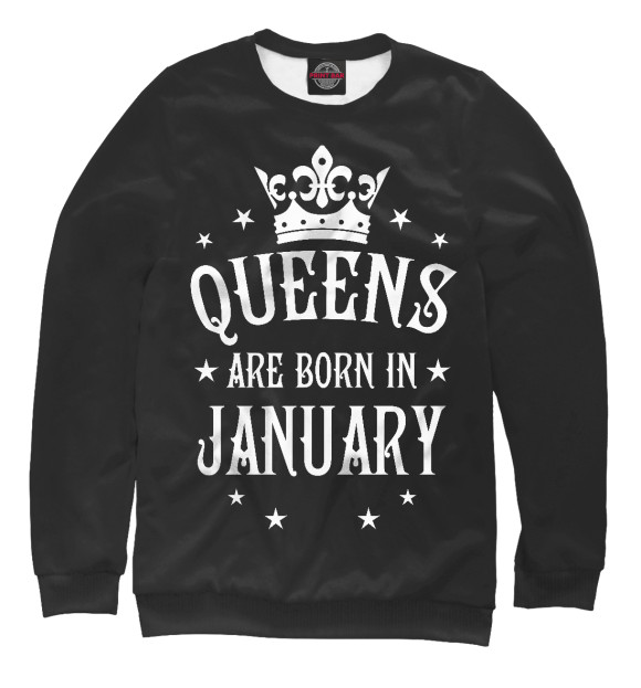 Мужской свитшот с изображением Королевы рождаются в январе цвета Белый