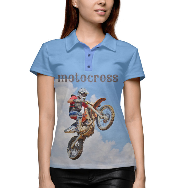 Женское поло с изображением Мотоциклы цвета Белый
