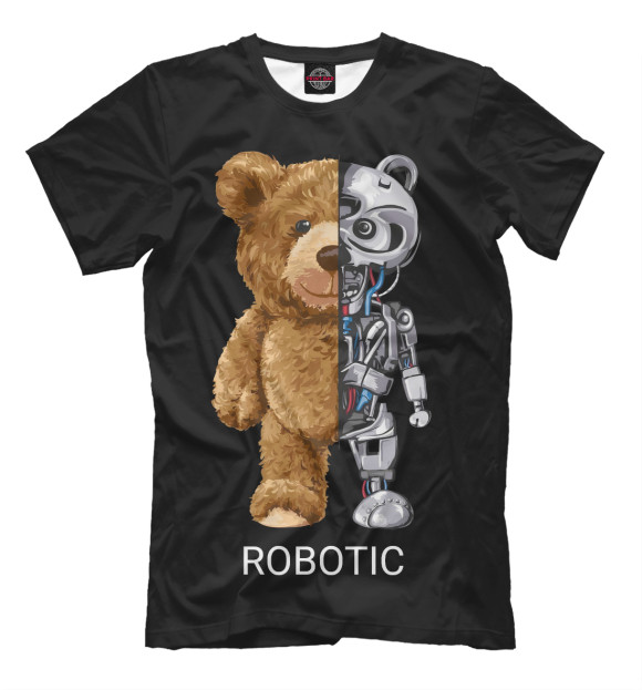 Мужская футболка с изображением Robot Bear цвета Белый