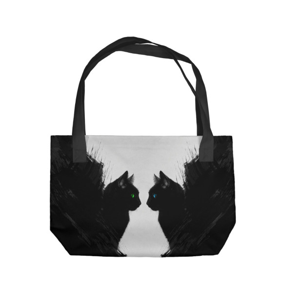 Пляжная сумка с изображением Rorschach Cats цвета 