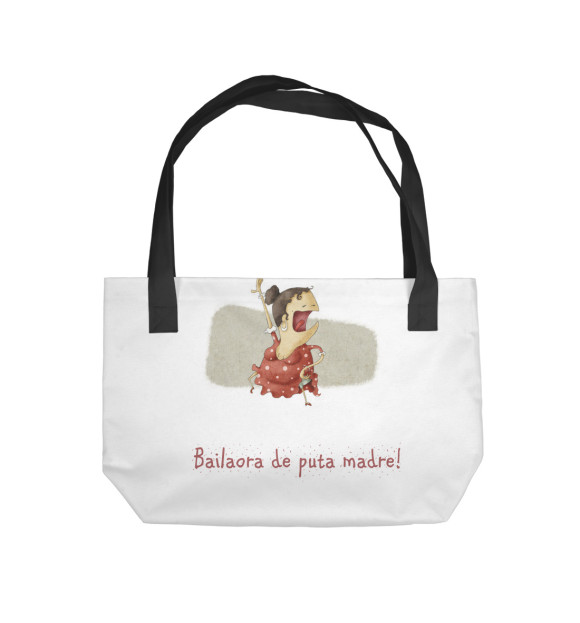 Пляжная сумка с изображением Bailaora de puta madre! цвета 