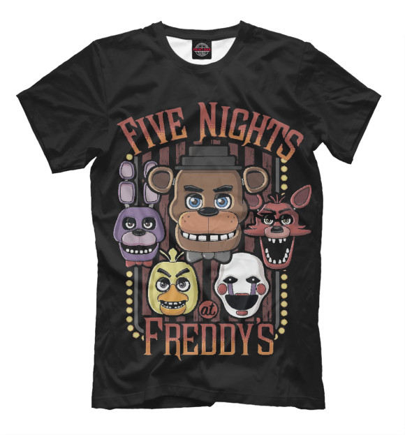 Мужская футболка с изображением Five Nights at Freddy’s цвета Черный