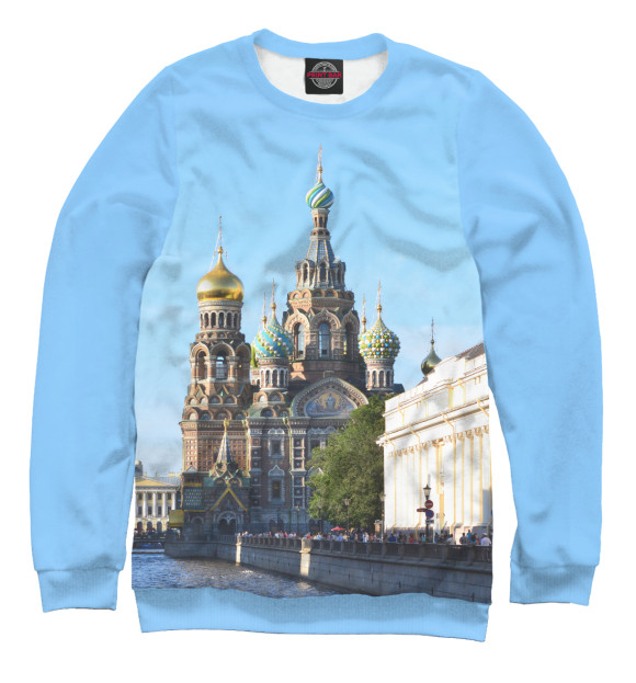 Мужской свитшот с изображением Санкт-Петербург цвета Белый