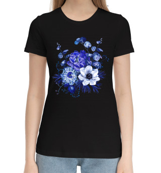 Женская хлопковая футболка Blue Flowers