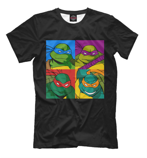 Мужская футболка с изображением Turtles цвета Черный