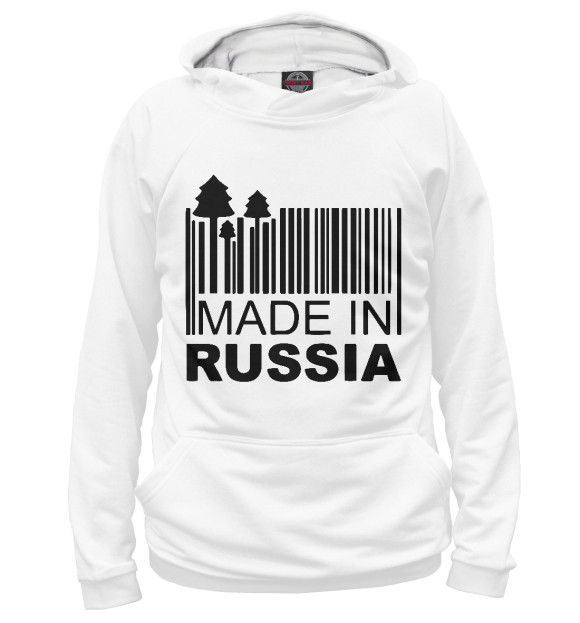Худи для девочки с изображением Made in Russia цвета Белый