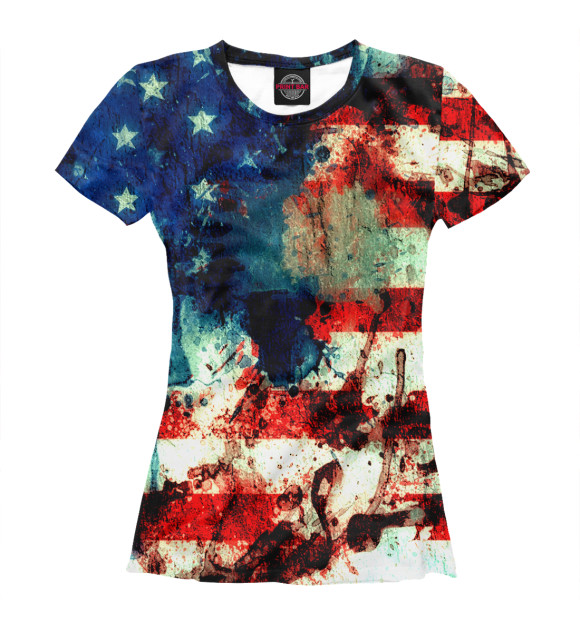 Женская футболка с изображением Америка цвета Белый