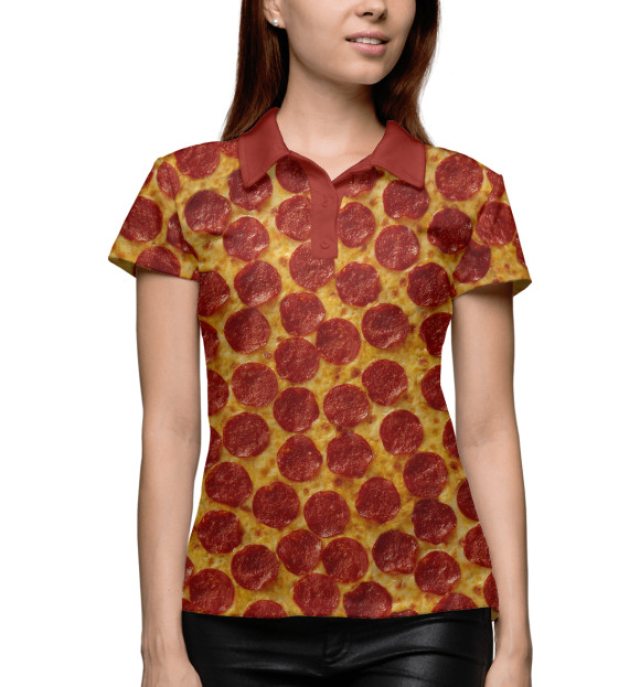Женское поло с изображением Пицца пепперони цвета Белый