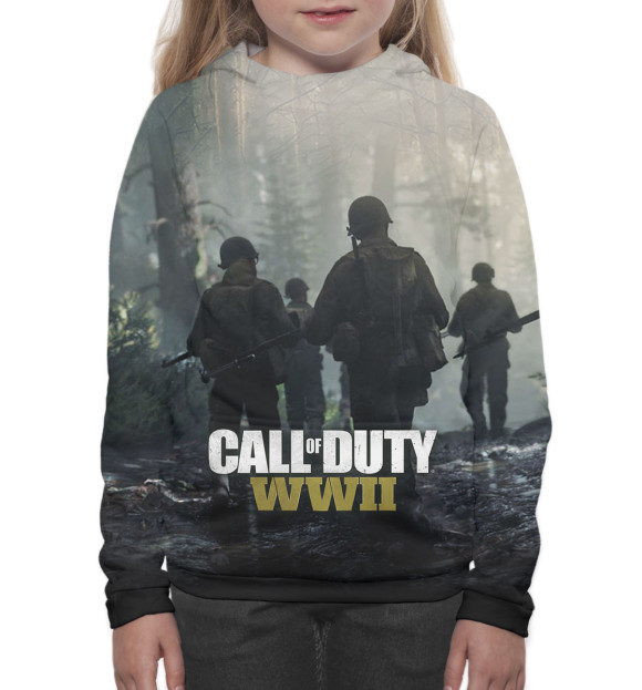 Худи для девочки с изображением Call of Duty: WWII цвета Белый