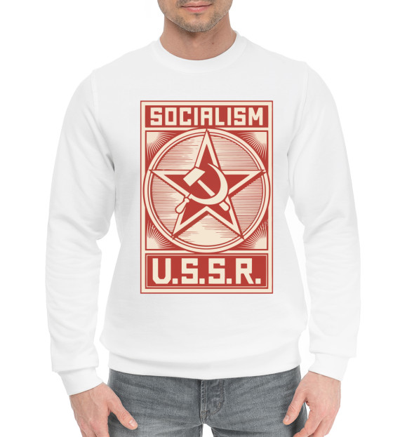 Мужской хлопковый свитшот с изображением USSR цвета Белый