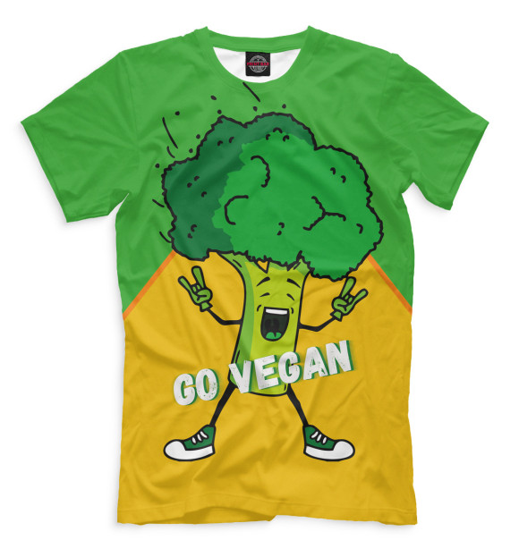 Мужская футболка с изображением Go Vegan цвета Молочно-белый