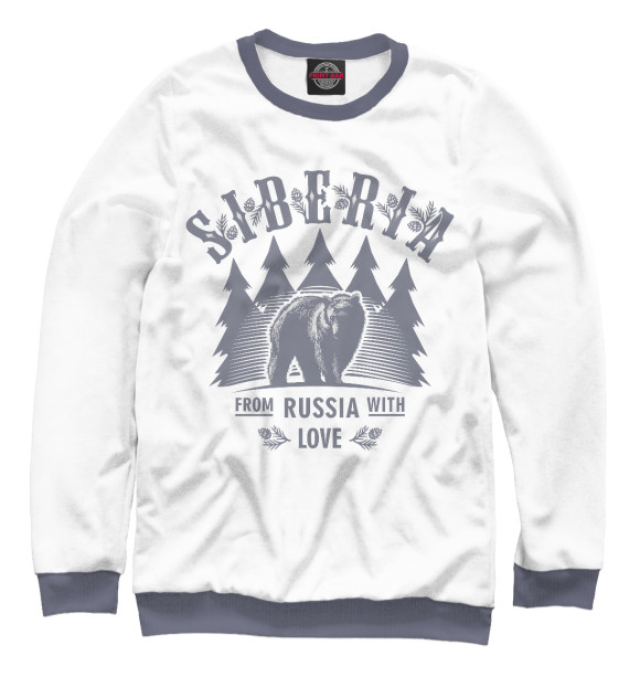 Мужской свитшот с изображением Сибирь цвета Белый