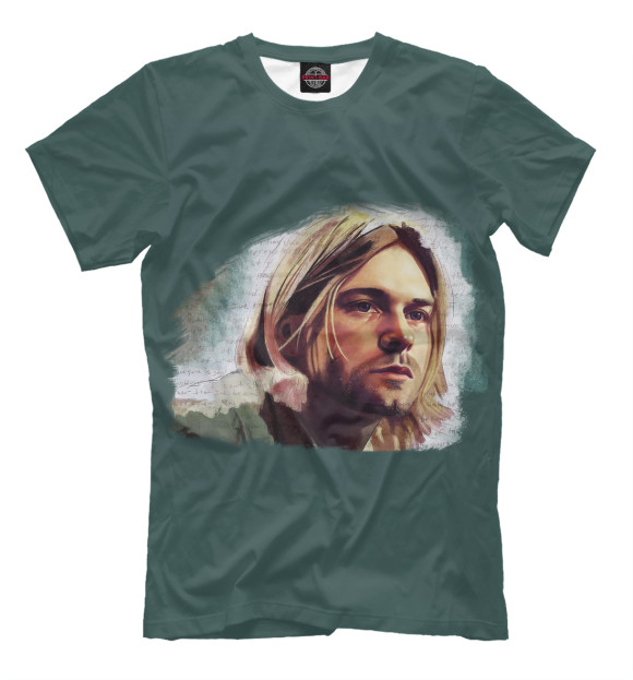 Мужская футболка с изображением Kurt Cobain цвета Серый