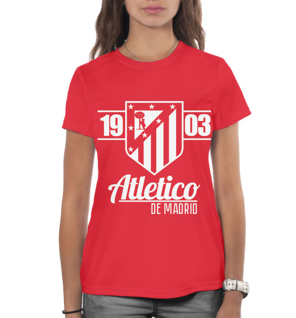 Женская футболка с изображением Atletico Madrid цвета Белый