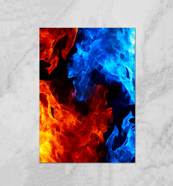 Плакат с изображением Огонь и Вода цвета Белый