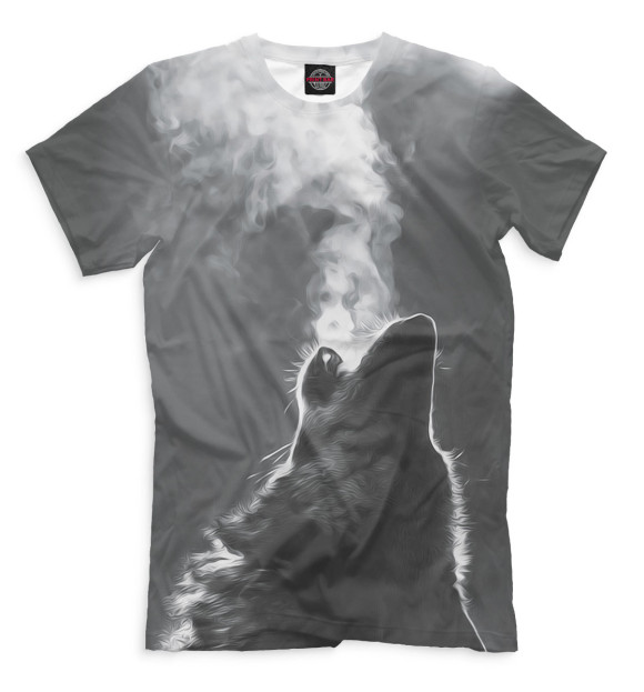 Мужская футболка с изображением Волки цвета Серый