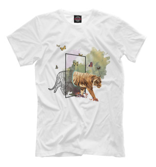 Мужская футболка Акварельный Тигр - Коллаж