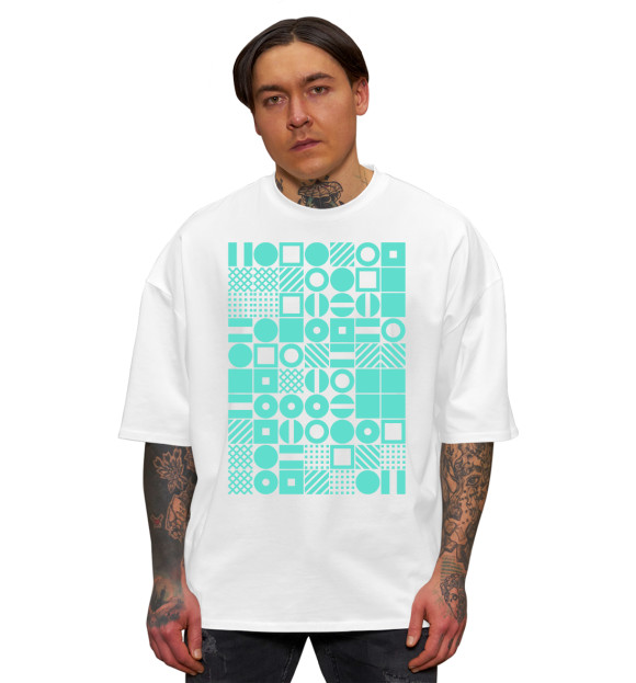 Мужская футболка оверсайз с изображением Geometry цвета Белый