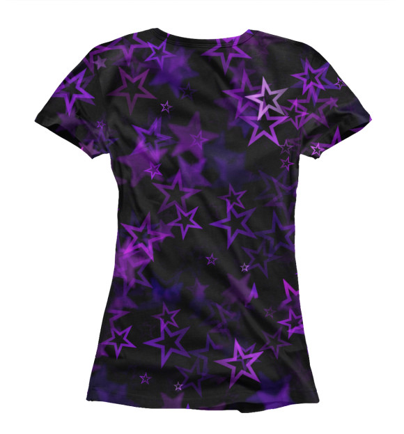 Женская футболка с изображением Фиолетовые звезды цвета Белый