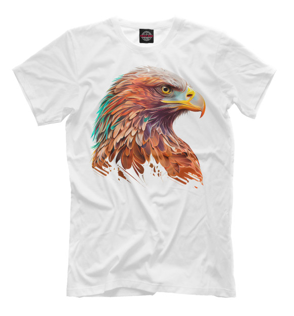 Мужская футболка с изображением Орёл в ярких цветах цвета Белый