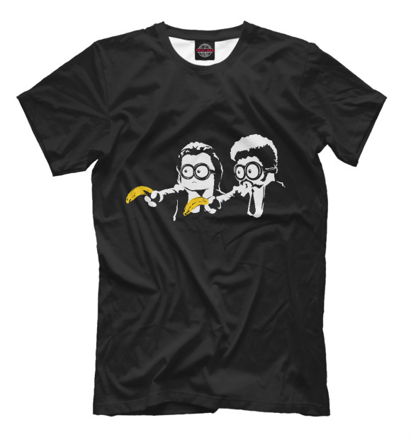 Мужская футболка с изображением Банановое чтиво цвета Черный